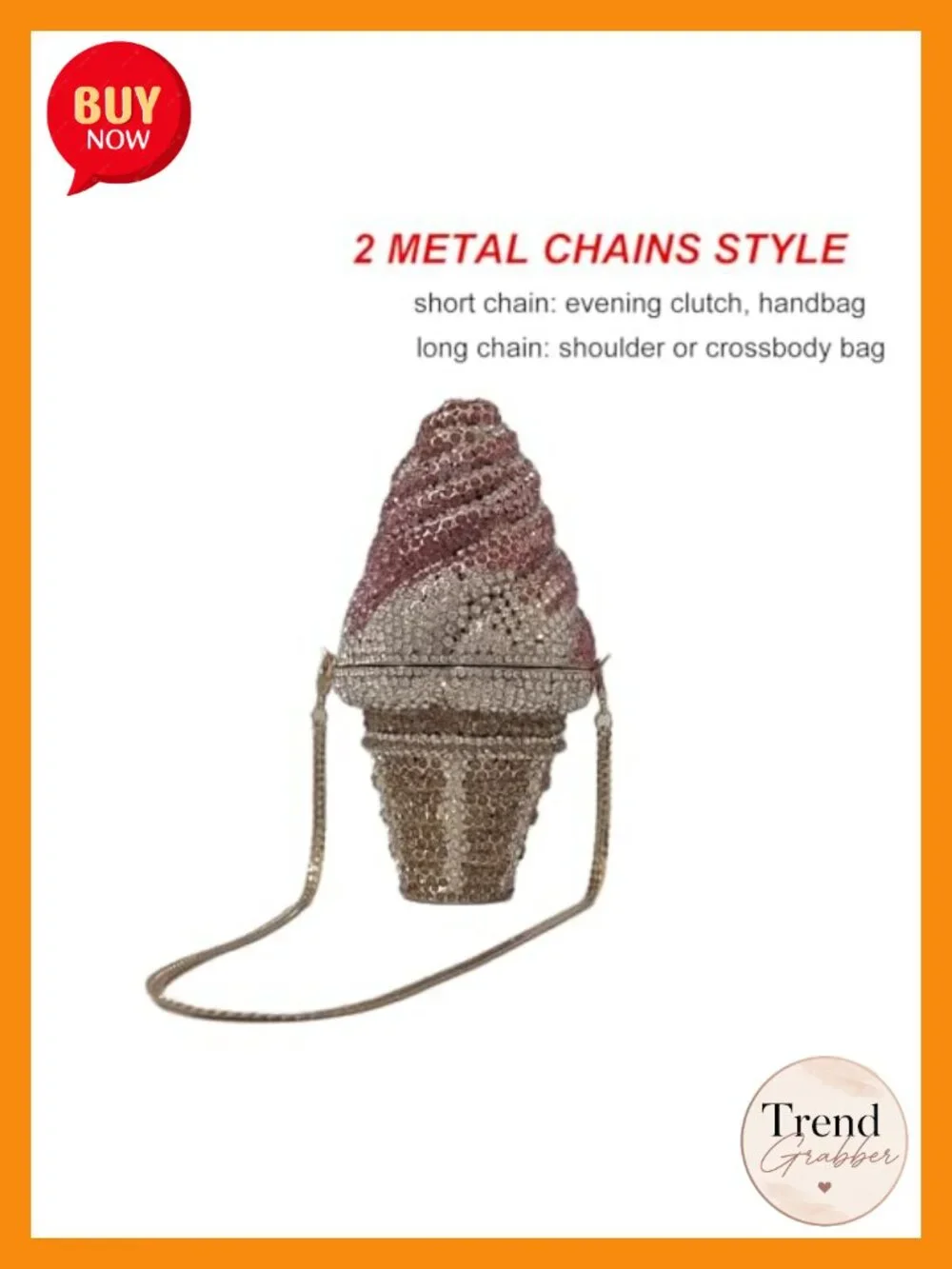 Ice Cream Diamond Clutch Evening Bag Rhinestone Crystal Purse for Women Party